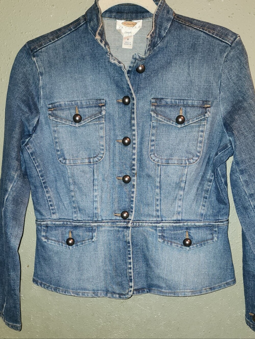 Talbots  Blue Denim Fitted Button Jacket